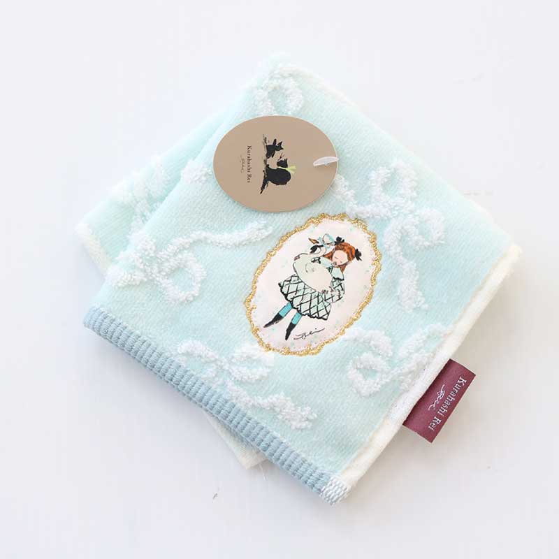 くらはしれい プリントアップリケハンカチ BLU