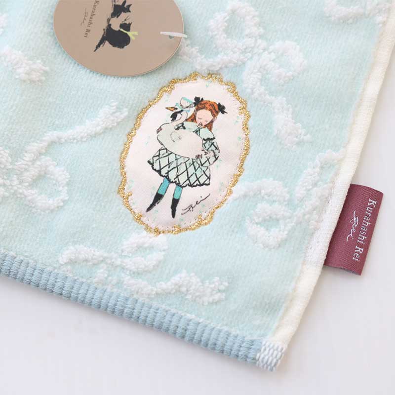 くらはしれい プリントアップリケハンカチ BLU