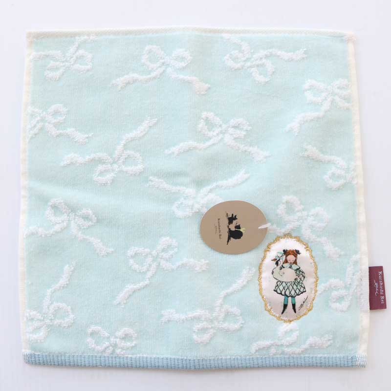 くらはしれい プリントアップリケハンカチ BLU