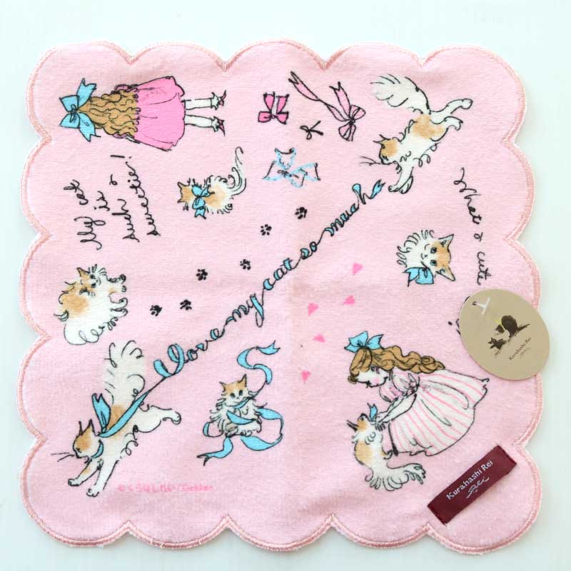 くらはしれい プリントスカラップハンカチ PNK