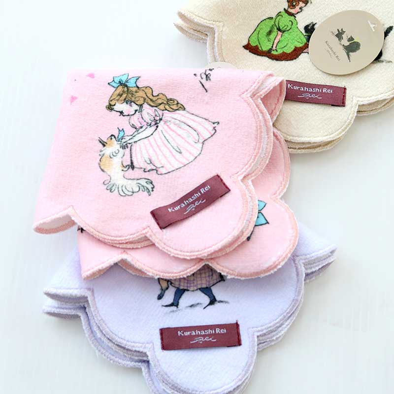 くらはしれい プリントスカラップハンカチ PNK