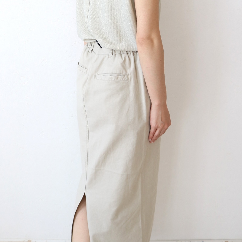 トリックジップ 綿麻オックスのロングスカート BK