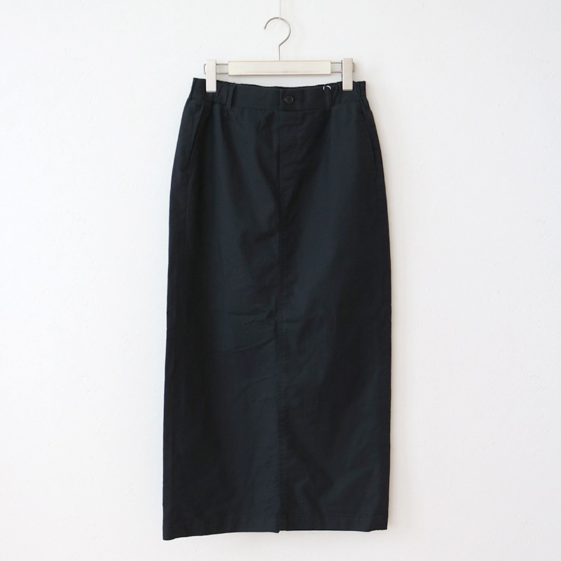 トリックジップ 綿麻オックスのロングスカート BK