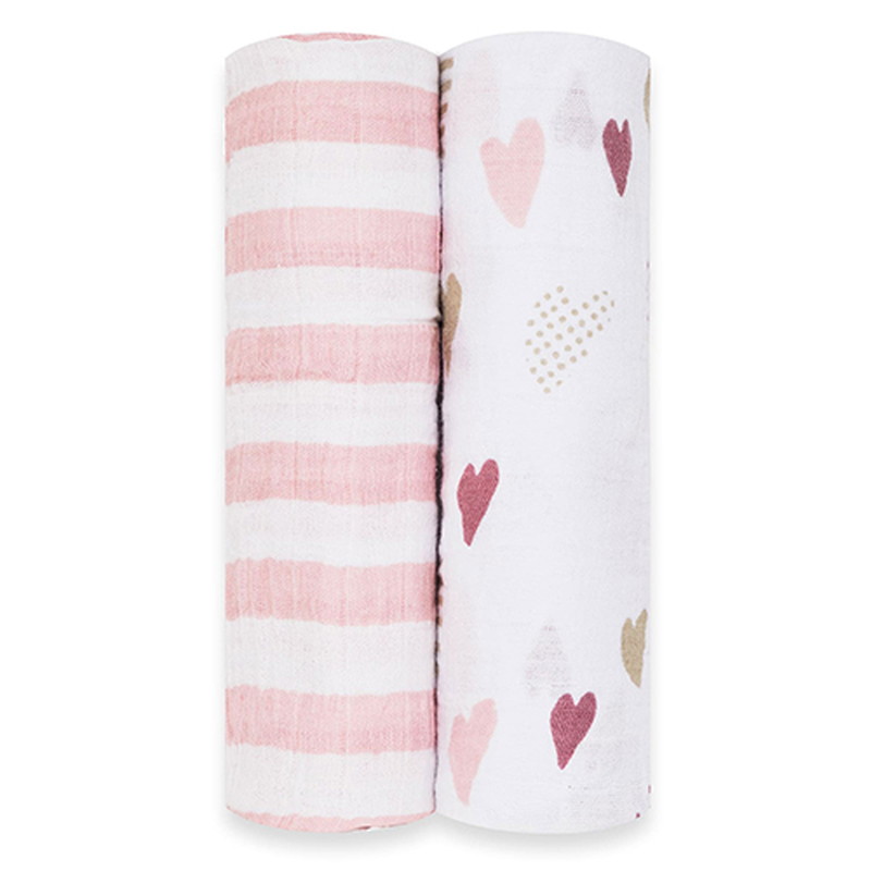 モスリン スワドル 2枚入り heart breaker|エイデン&アネイ