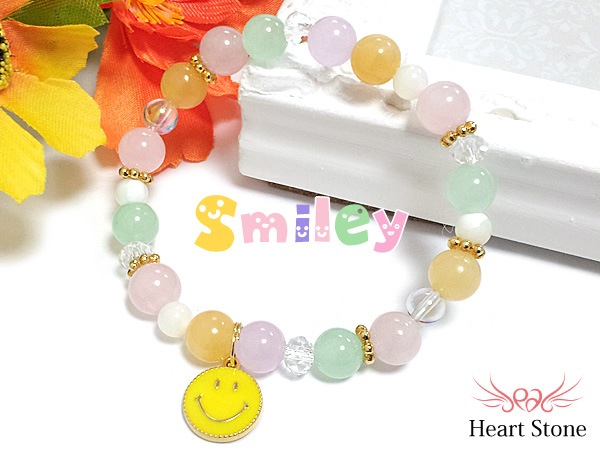 天然石 ミックス スマイル ブレスレット ミックスルチルクォーツ ブレスレット 11mm 18cm メンズM