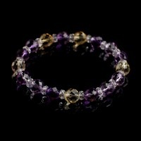 【アメジストとシトリンの2つの効果♪金運・癒し＋。】アメジスト・シトリンMIXブレスレット|シンプル派 レディース