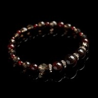 【1月の誕生石ガーネット★】ガーネットｘスモーキークォーツのMixブレスレット|シンプル派 レディース