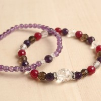 【恋愛運・癒し】ヴァイオレット天然石ツインブレスレット|シンプル派 レディース