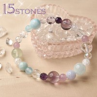 【沢山のパワーがこの１つに★】ラリマーとボリビアアメジストの15パワーストーンMixブレスレット♪|シンプル派 レディース