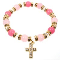 【お試しパワーストーン２５００円シリーズ★】クロスチャーム付き＋。最強の恋愛成就ブレスレット♪Lady Cross★|お試しパワーストーン