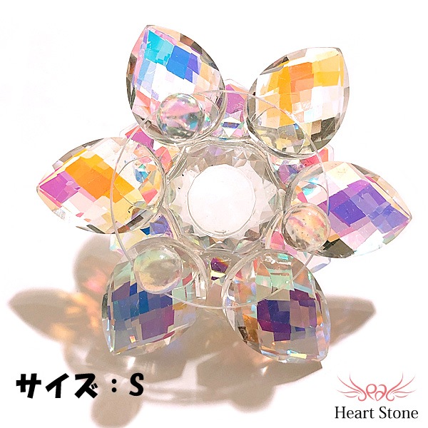 虹色に輝くオーロラクリスタル☆蓮 -lotus-インテリアの置物に