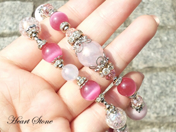 姫カワpink ローズピンクキャッツアイ Sweet Devil Princess パワーストーン ブレスレット専門店 ハートストーン