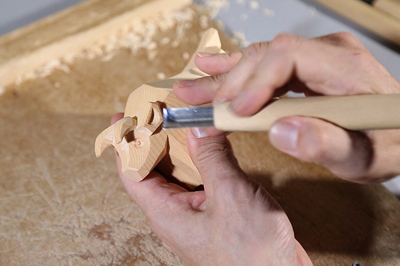 こころの木彫り「招福 うし」DVD+彫刻刀