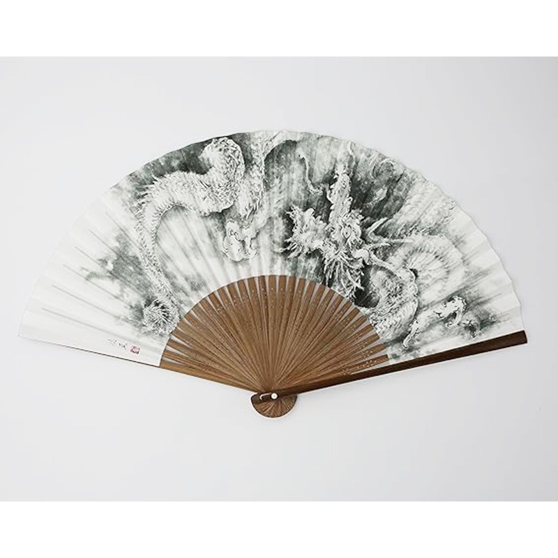 扇子 木彫刻師仏画師菊池侊藍 龍画「朧月」