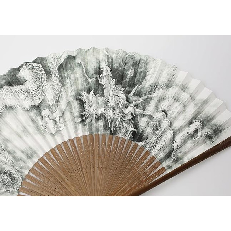 扇子 木彫刻師仏画師菊池侊藍 龍画「朧月」