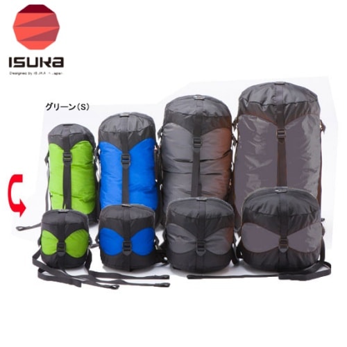 イスカ ISUKA ウルトラライト コンプレッションバッグ S (グリーン)