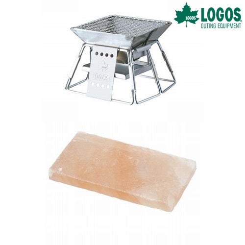 ロゴス LOGOS ピラミッドグリル・コンパクト+LOGOS 岩塩プレート お買い得2点セット