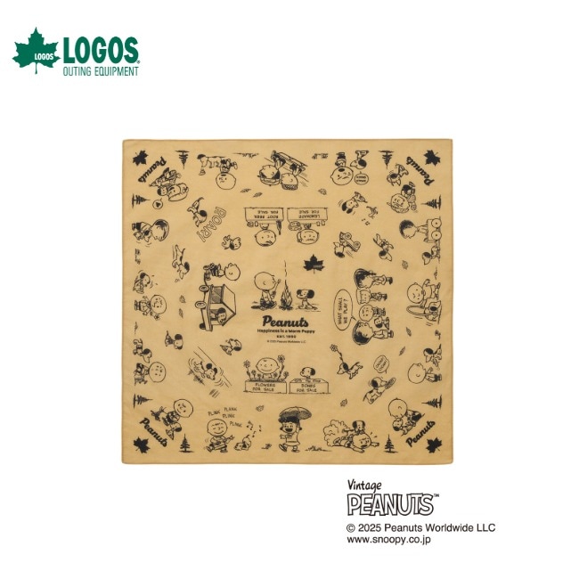 ロゴス LOGOS SNOOPY(PEANUTS 75years) バンダナ ベージュ