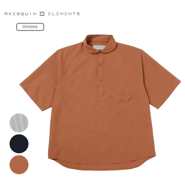 アクシーズクインエレメンツ AXESQUIN ELEMENTS シアサッカーの半袖プルオーバーシャツ ユニセックス