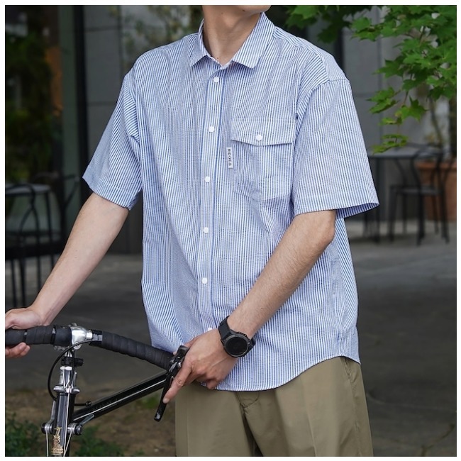 リッジマウンテンギア RIDGE MOUNTAIN GEAR ベーシックショートスリーブシャツ ストライプ メンズ Basic Short Sleeve Shirt 