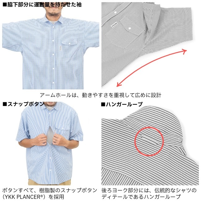 リッジマウンテンギア RIDGE MOUNTAIN GEAR ベーシックショートスリーブシャツ ストライプ メンズ Basic Short Sleeve Shirt 