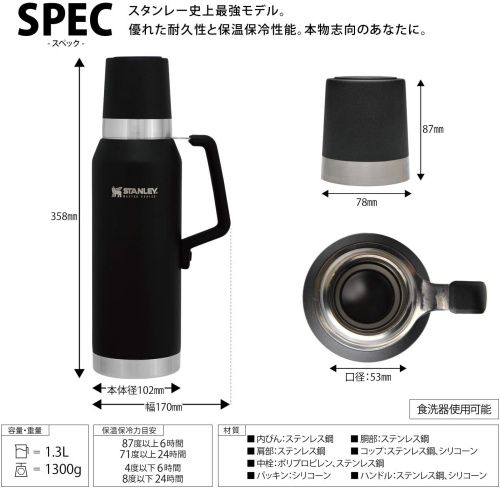 新品スタンレーSTANLEYマスター真空ボトル1.3L　ブラック　訳有り品です スタンレー STANLEY マスター真空ボトル 1.3L マットブラック