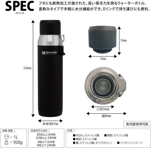 スタンレー STANLEY マスター真空ウォーターボトル 1L マットブラック