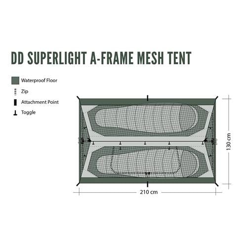 DD A-Frame Mesh Tent オリーブグリーン　ハイキングポール DD SuperLight A-Frame Mesh Tent | ddhammocksjapan