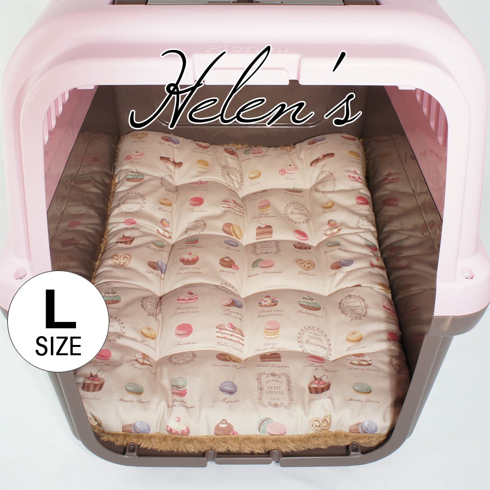 縁無しクッションベッド/クレートクッション マカロンベージュファーキャメル Ｌサイズ