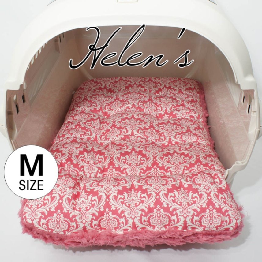 あごのせ縁無しクッション/クレートクッション ダマスク ピンクファー Mサイズ