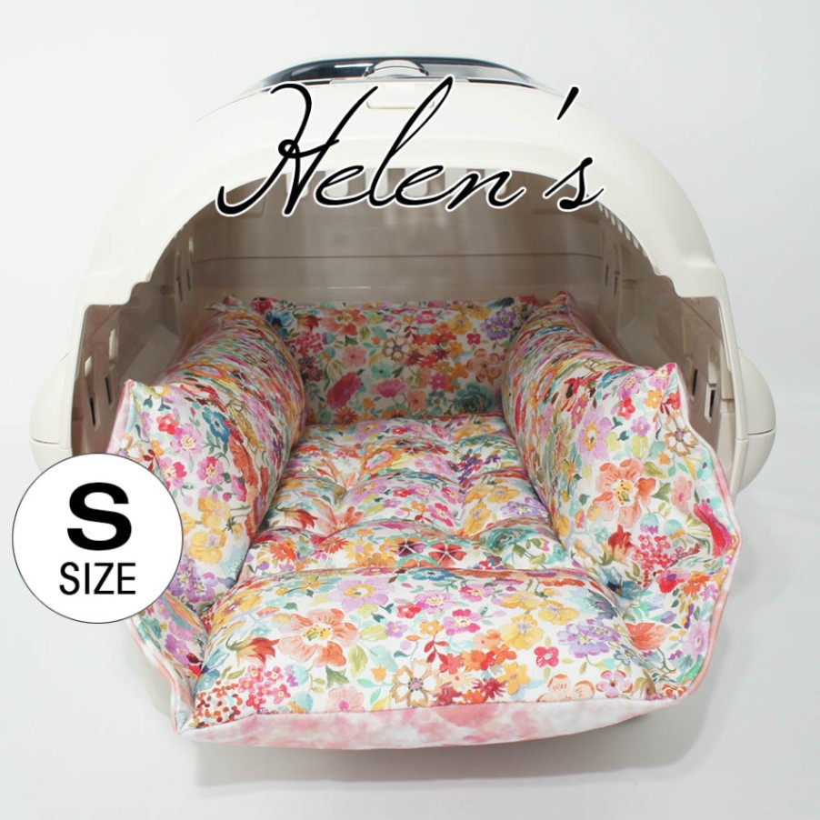 【限定品】ペットが喜ぶ キャリークッションベッド/クレートクッション リバティプリント 11号帆布 Classic Meadow Sサイズ