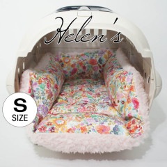 【限定品】ペットが喜ぶ キャリークッションベッド/クレートクッション リバティプリント 11号帆布 Classic Meadowファー Sサイズ|Sサイズ|リバティプリント柄