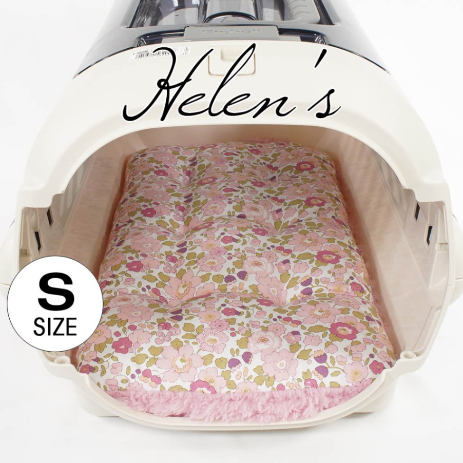 縁無しクッションベッド/クレートクッション リバティプリント Betsy ピンクファー Sサイズ