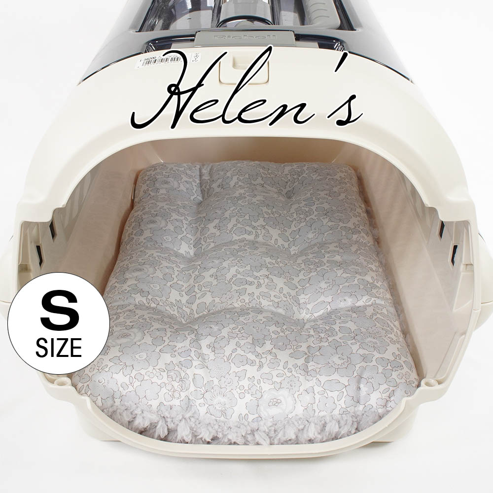 縁無しクッションベッド/クレートクッション リバティプリント Betsy グレーファー Sサイズ