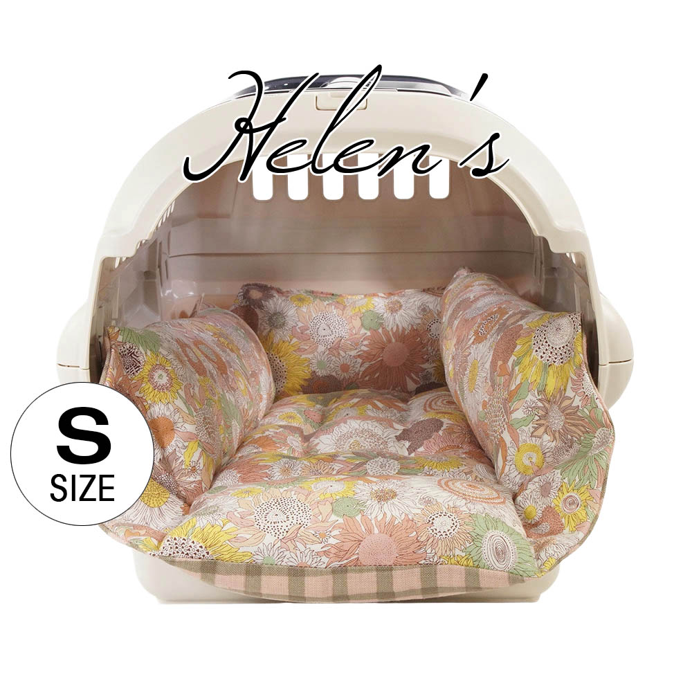 【限定品】ペットが喜ぶ キャリークッションベッド リバティプリント スモールスザンナ 両面生地バイカラーチェック Sサイズ