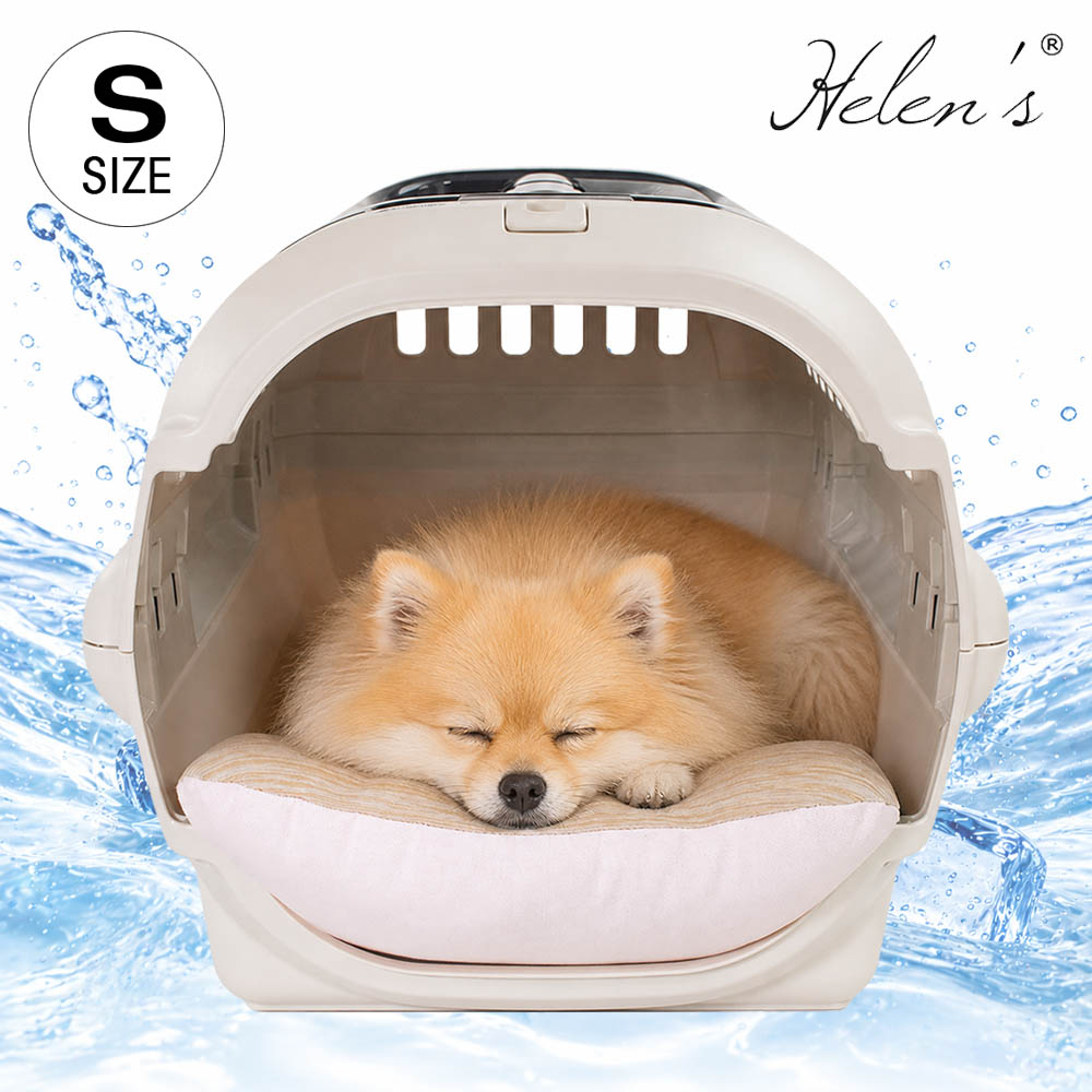 【ご予約品】Helen's Via 接触冷感 ひんやり 夏用 犬用ベッド あごのせ クレートクッション Sサイズ キャラメル 洗える クレートマット