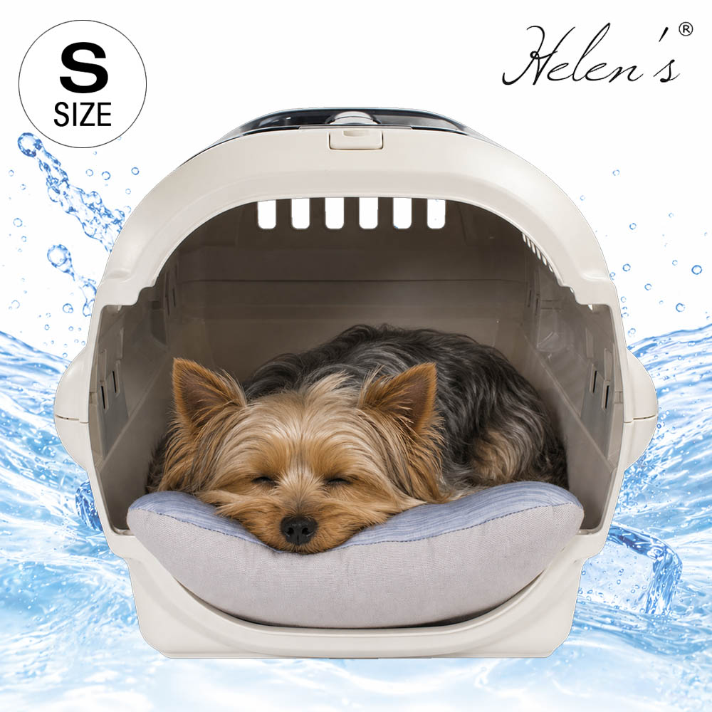 【ご予約品】Helen's Via 接触冷感 ひんやり 夏用 犬用ベッド あごのせ クレートクッション Sサイズ ブルー 洗える クレートマット