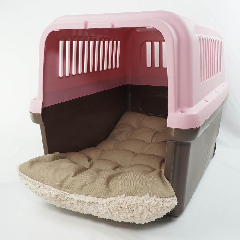 あごのせ縁無しクッション カミカミ大好きちゃん用 ８号帆布生地 モカファー Lサイズ