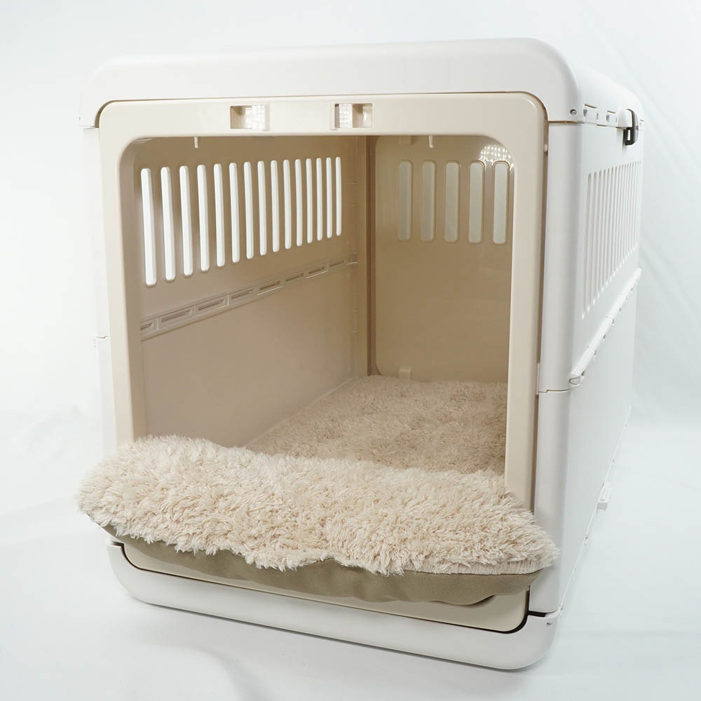 あごのせ縁無しクッション カミカミ大好きちゃん用 ８号帆布生地 モカファー Lサイズ