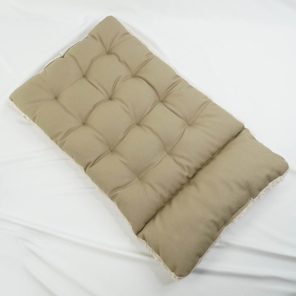 あごのせ縁無しクッション カミカミ大好きちゃん用 ８号帆布生地 モカファー Lサイズ