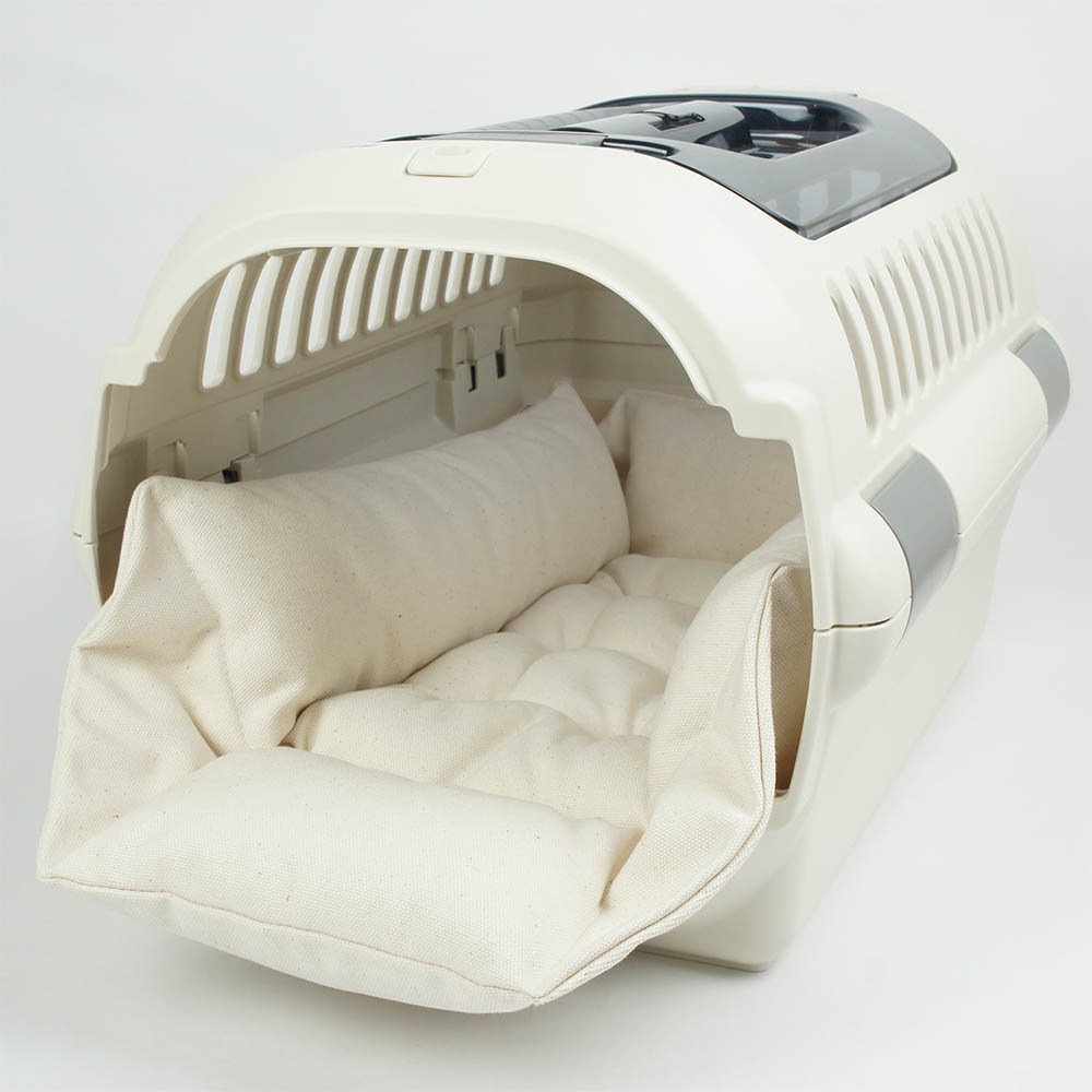 カミカミ大好きちゃん用 ８号帆布生地 キャリークッションベッド/クレートクッション 生成 Sサイズ