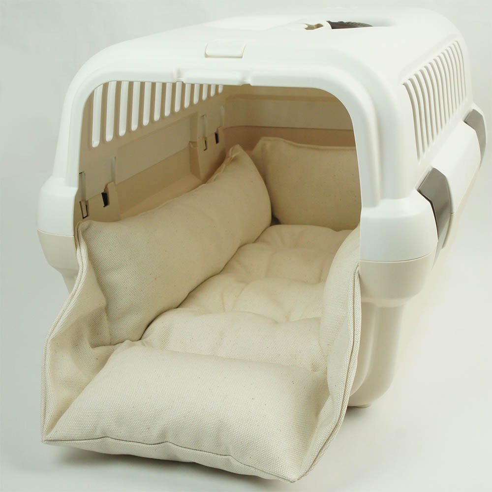 カミカミ大好きちゃん用 ８号帆布生地 キャリークッションベッド/クレートクッション 生成 Sサイズ