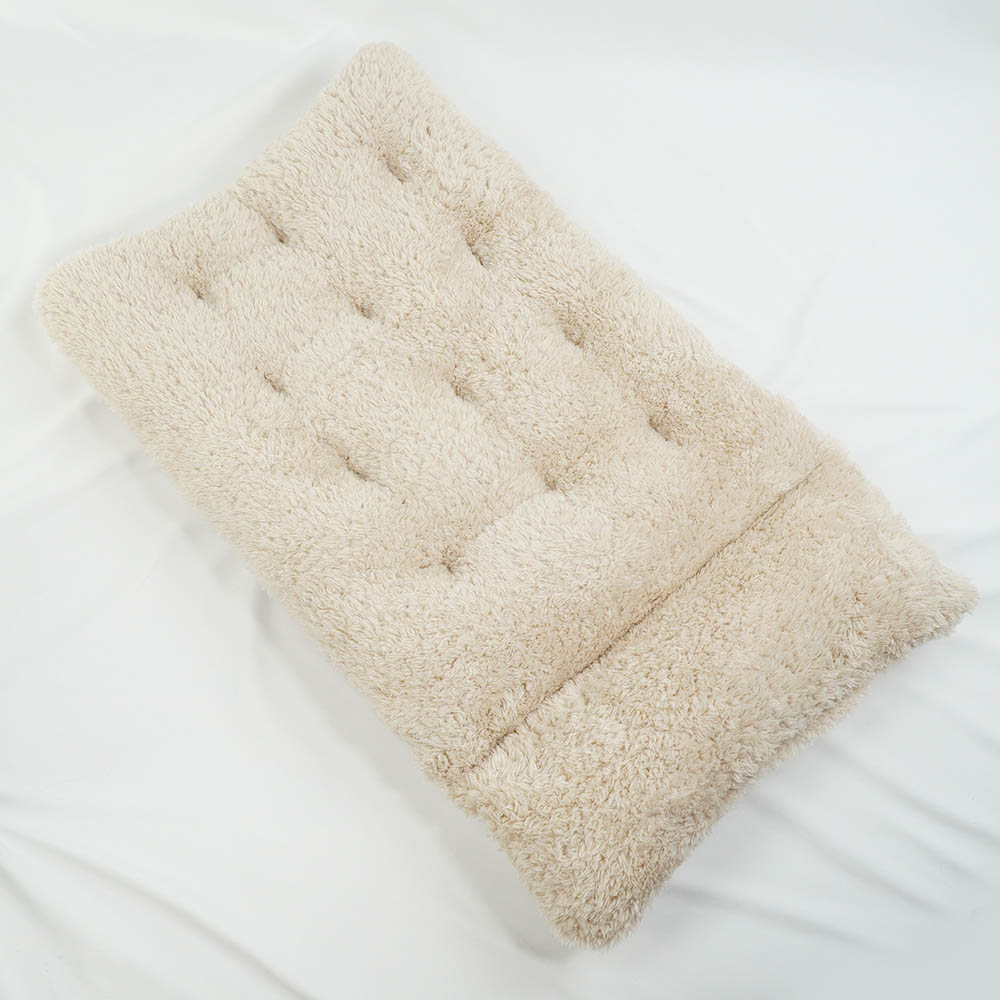 あごのせ縁無しクッション カミカミ大好きちゃん用 ８号帆布生地 生成ファー Lサイズ