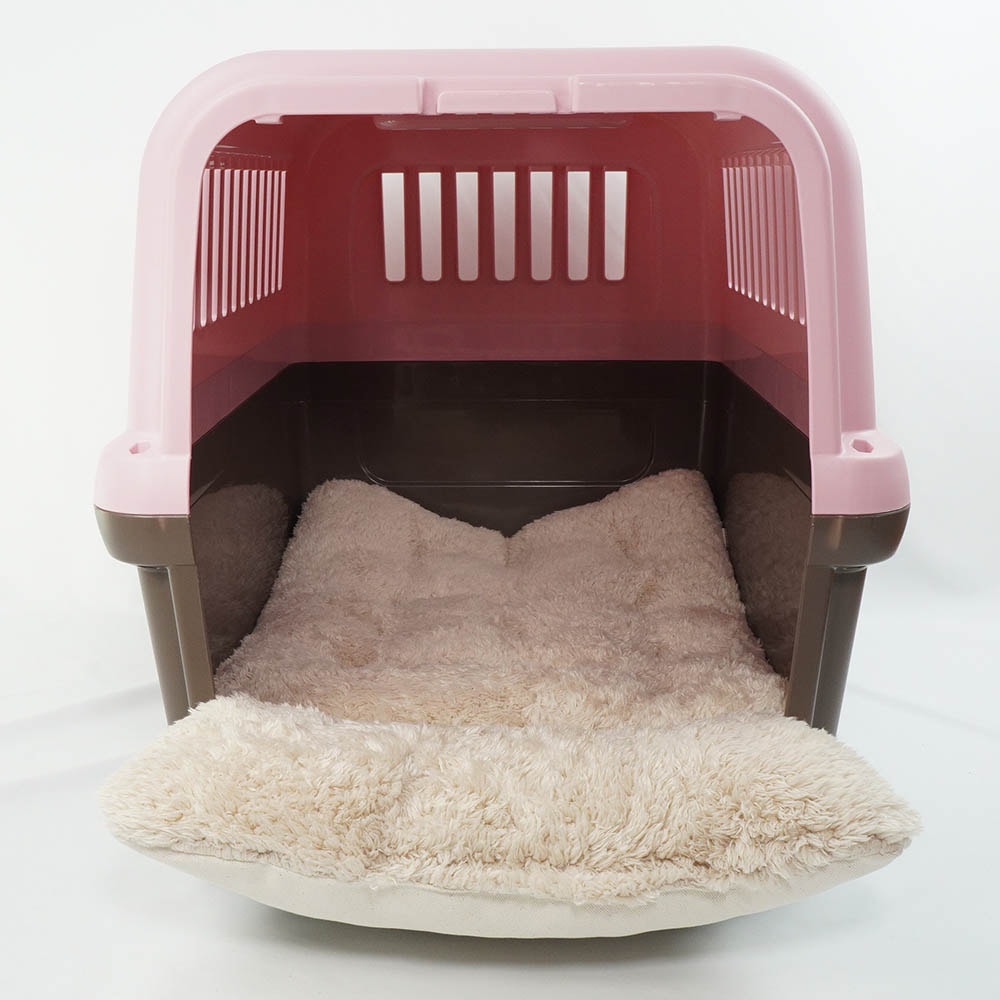 あごのせ縁無しクッション カミカミ大好きちゃん用 ８号帆布生地 生成ファー Lサイズ