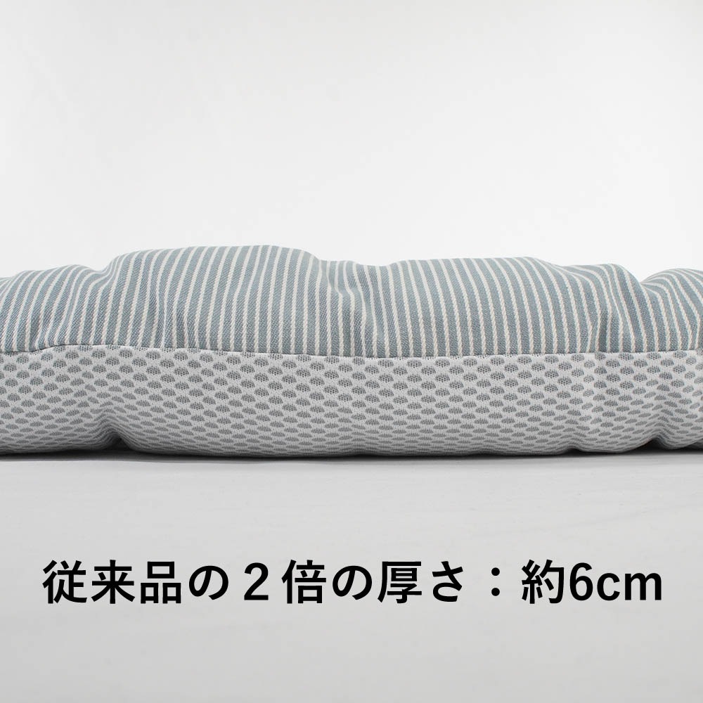 【500円OFF】DOME3ラージ以上用クッションセット 夏用ぷくぷく あごのせクッション＋夏用縁無しクッションベッド Lサイズ 東洋紡iCOLD 接触冷感 ヒッコリーデニムサックス