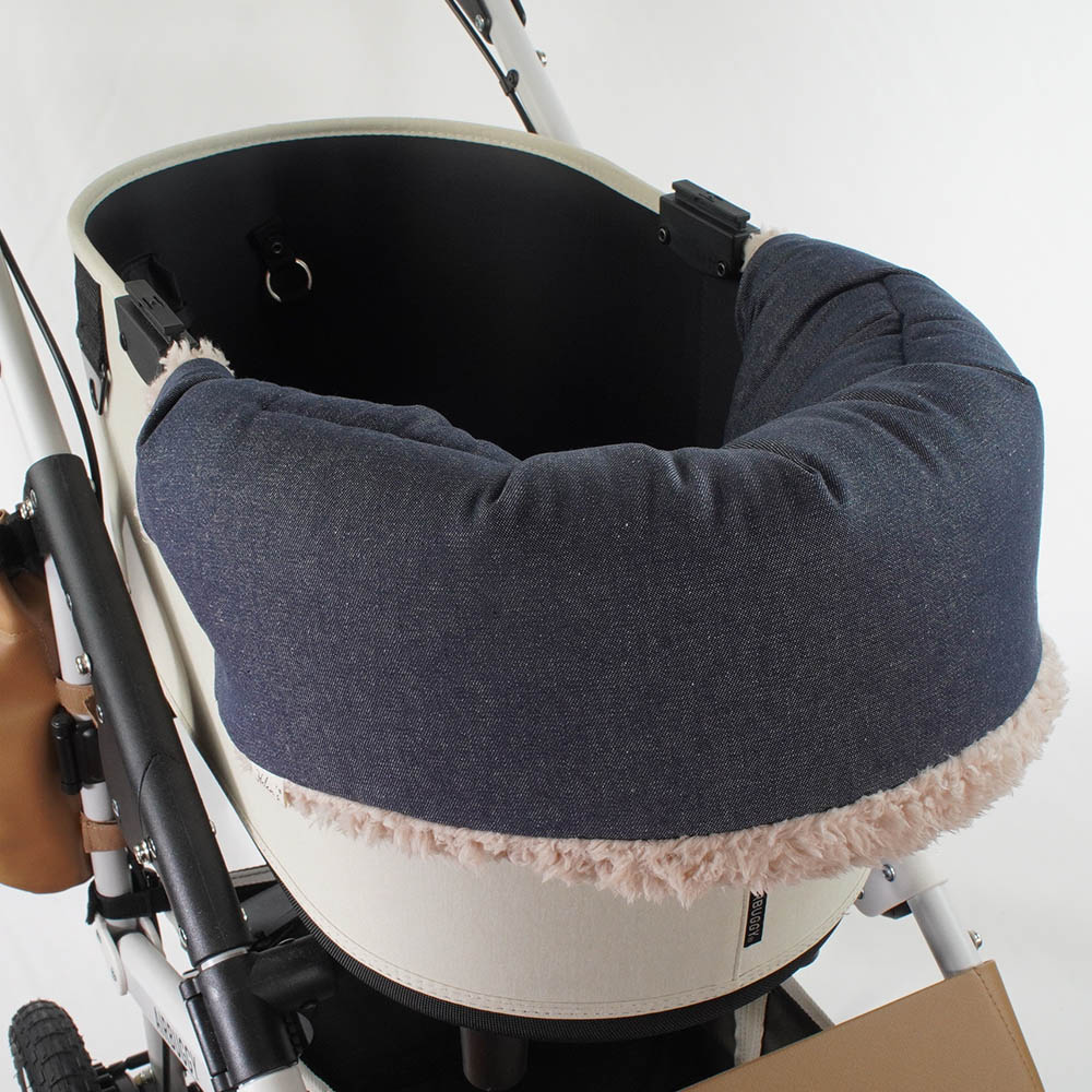 【500円OFF】DOME3レギュラー用クッションセット ぷくぷく あごのせクッション＋キャリークッションベッド Sサイズ デニムネイビーファー