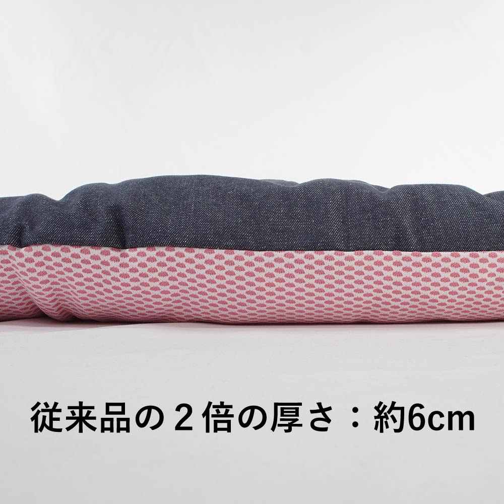 【500円OFF】DOME3ラージ以上用クッションセット 夏用ぷくぷく あごのせクッション+夏用縁無しクッションベッド Lサイズ 東洋紡iCOLD 接触冷感 10オンスデニムネイビー