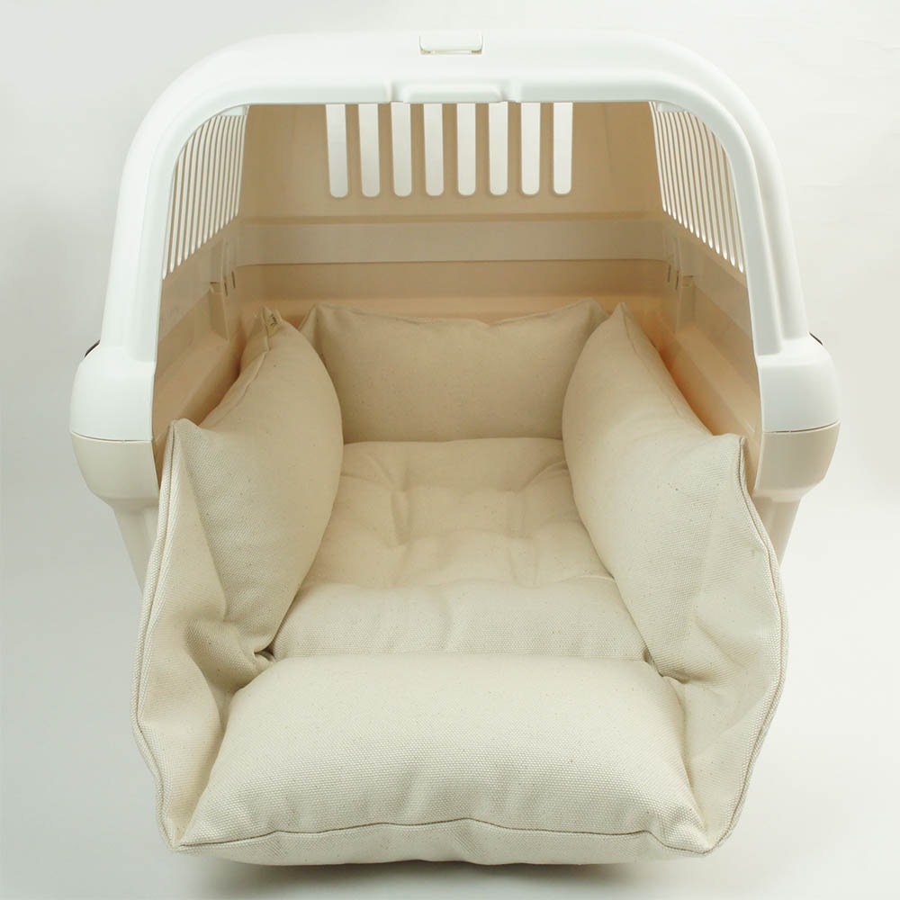 カミカミ大好きちゃん用 ８号帆布生地 キャリークッションベッド/クレートクッション 生成 Mサイズ