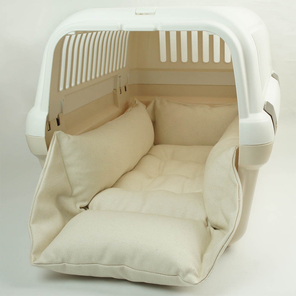 カミカミ大好きちゃん用 ８号帆布生地 キャリークッションベッド/クレートクッション 生成 Mサイズ