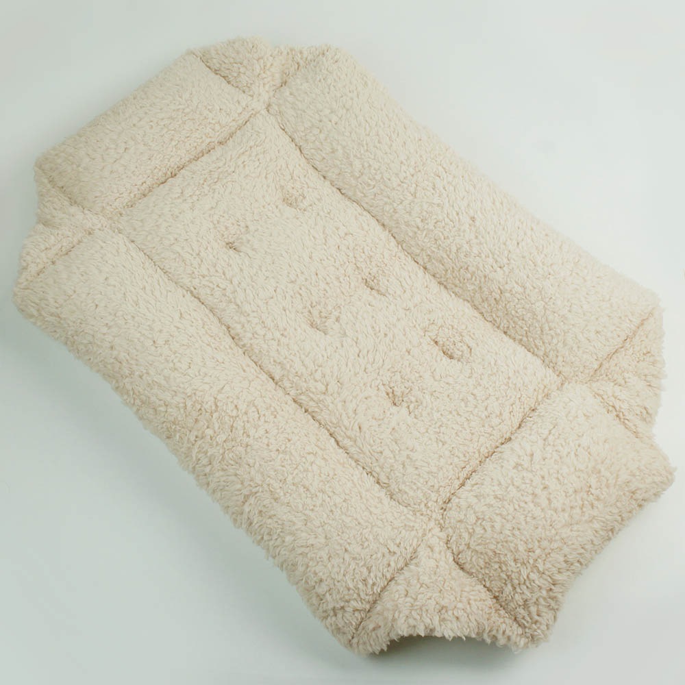 カミカミ大好きちゃん用 ８号帆布生地 キャリークッションベッド/クレートクッション 生成ファー Mサイズ